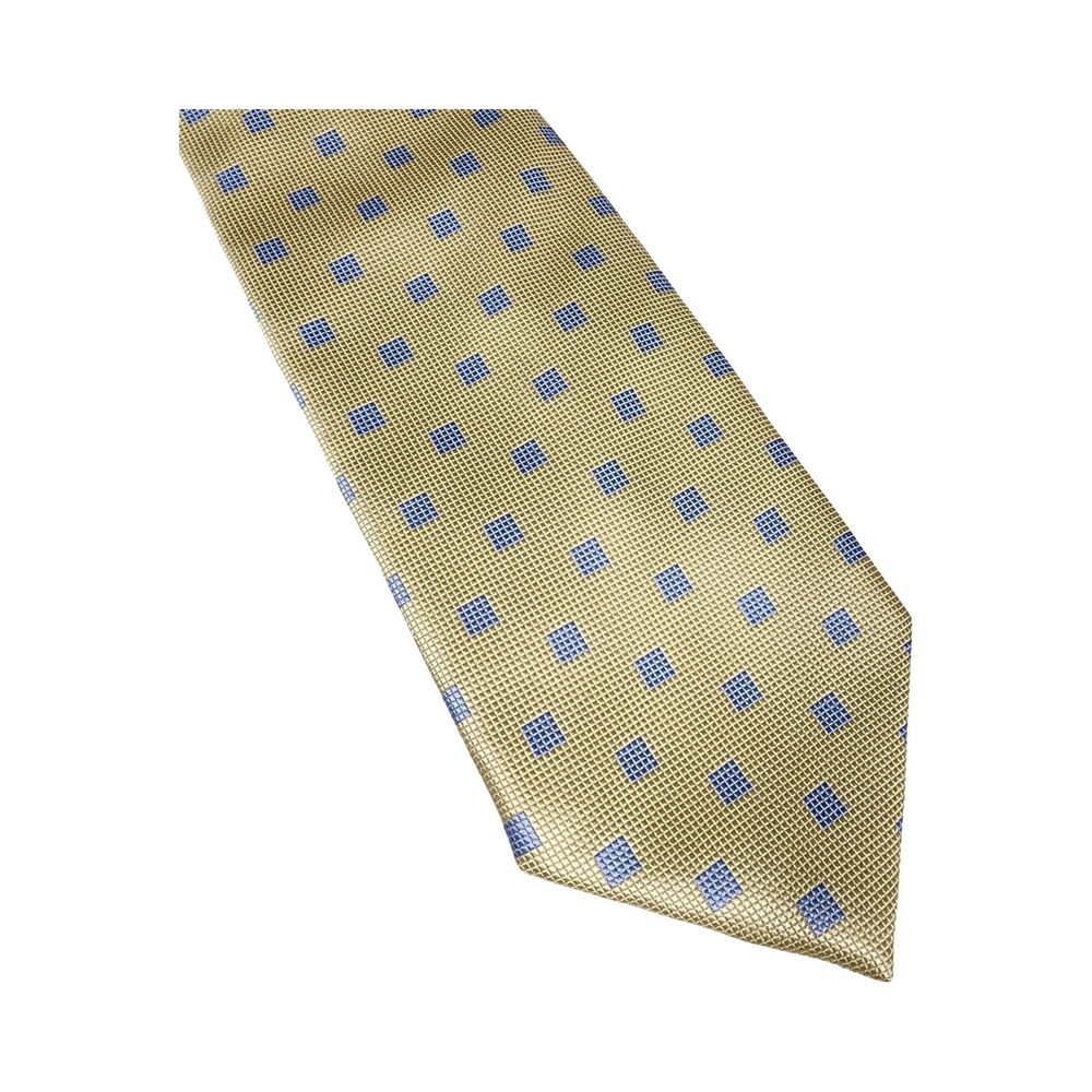 David‎ Taylor Collection Silk Blend Tie Gold Blue Micro Dot Pattern